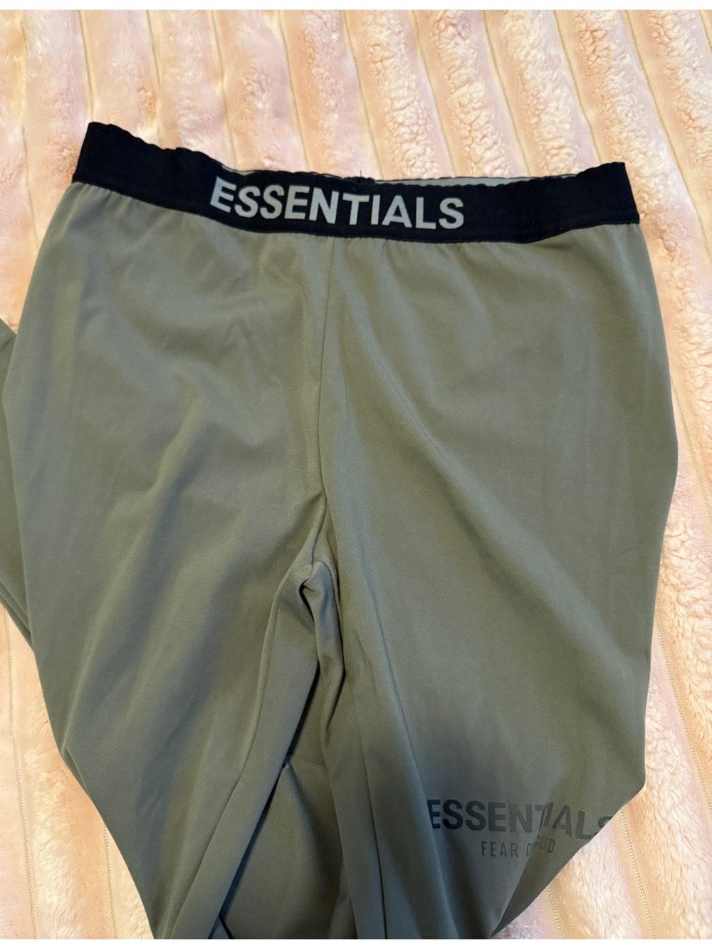 Fear of God ESSENTIALS Olive Green Leggings with Black Waistband